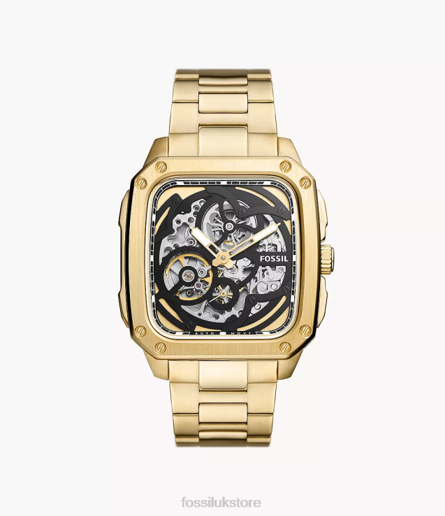 Watch 2N02H1392 Gold-Tone Men Fossil Inscription Automatic Stainless Steel Watch