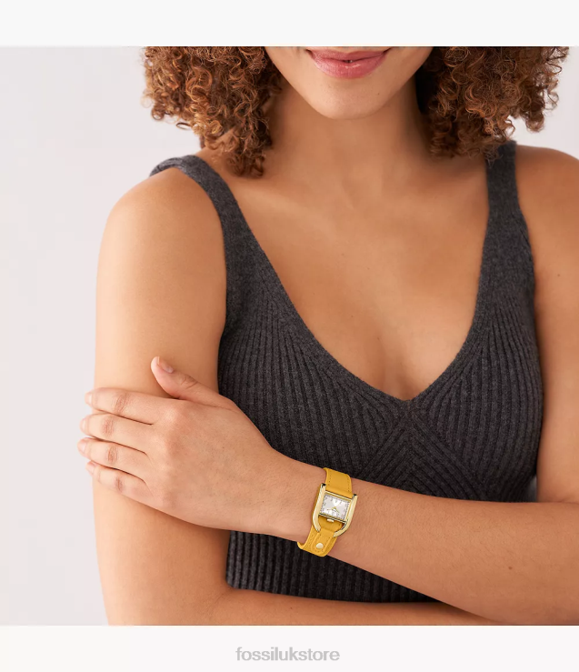 Watch 2N02H103 Yellow Women Fossil Harwell Three-Hand LiteHide Leather Watch