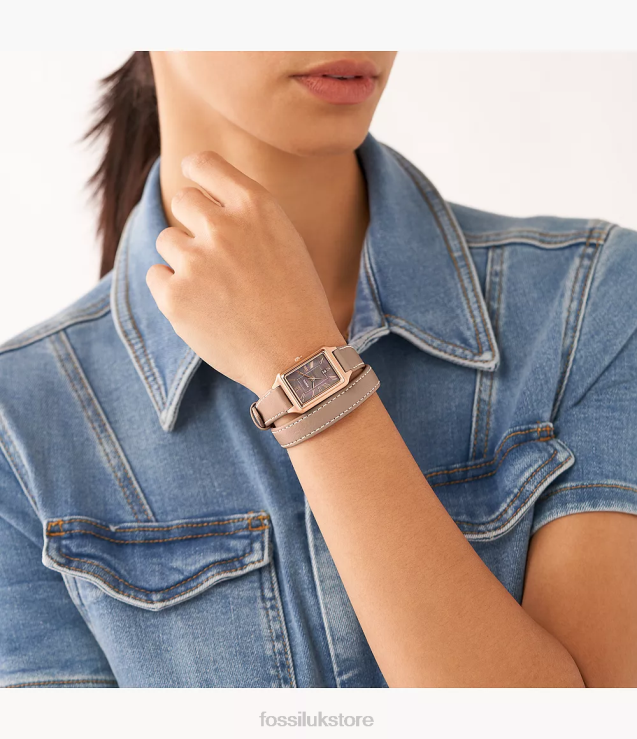 Watch 2N02H105 Latte Women Fossil Raquel Three-Hand Date LiteHide Leather Watch