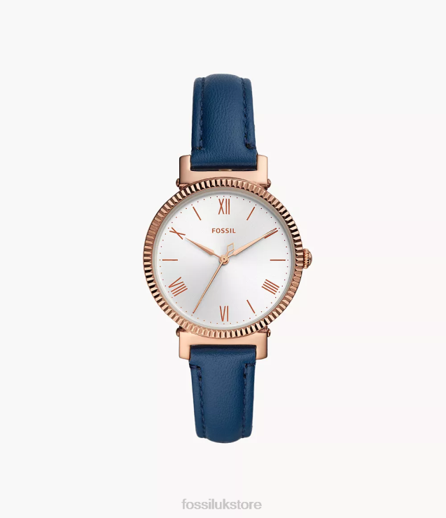 Watch 2N02H87 Midnight Navy Women Fossil Daisy Three-Hand Leather Watch