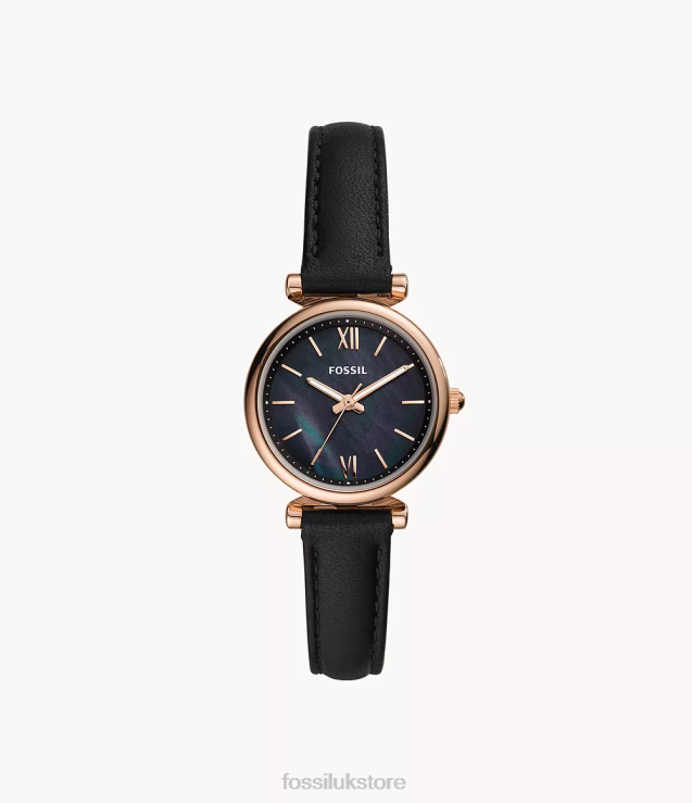 Watch 2N02H92 Black Women Fossil Carlie Mini Three-Hand Leather Watch