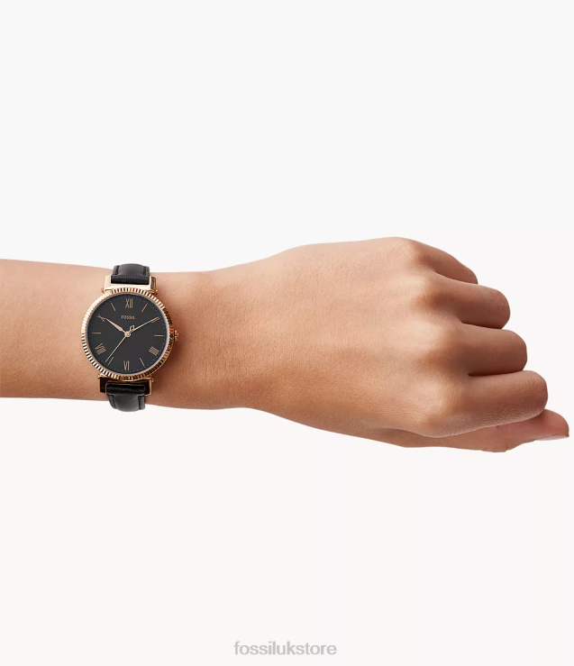 Watch 2N02H94 Black Women Fossil Daisy Three-Hand Leather Watch