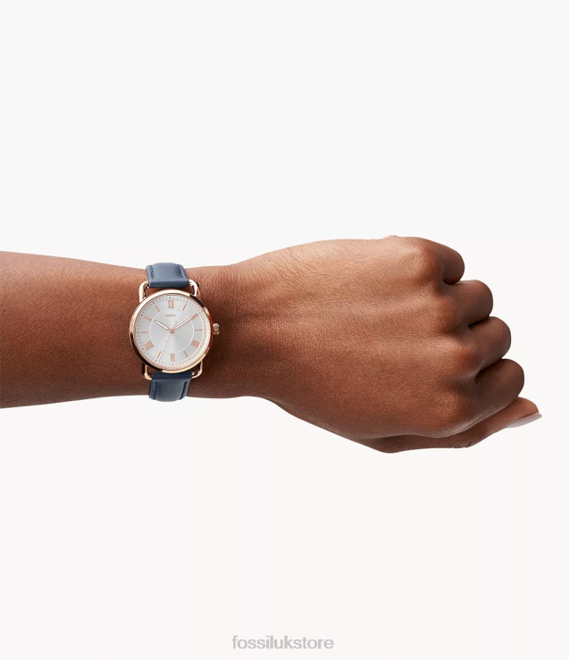Watch 2N02H97 Midnight Navy Women Fossil Copeland Three-Hand Leather Watch