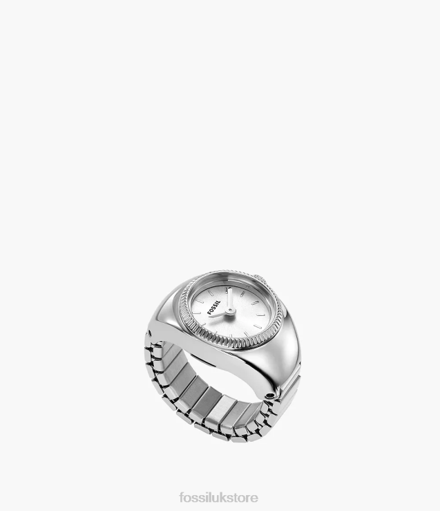 Watch Ring 2N02H21 Silver-Tone Women Fossil Watch Ring Two-Hand Stainless Steel