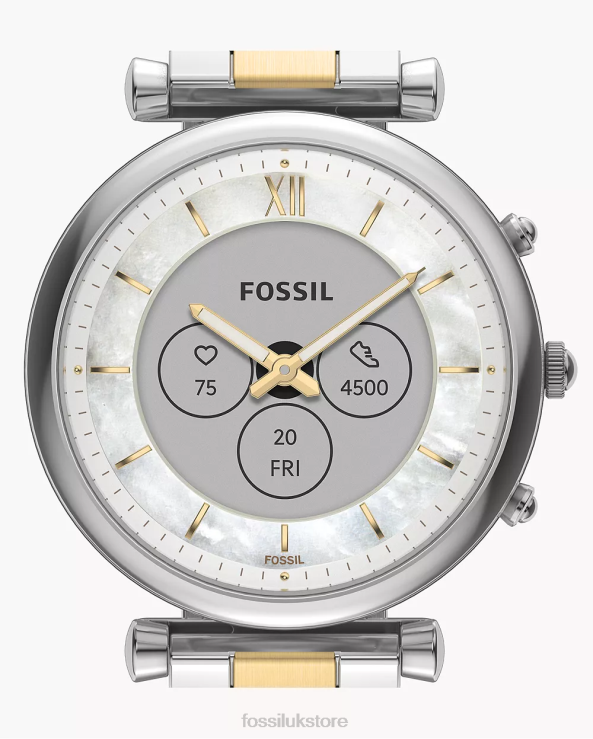 Watch 2N02H12 Two-Tone Women Fossil Carlie Gen 6 Hybrid Smartwatch Stainless Steel