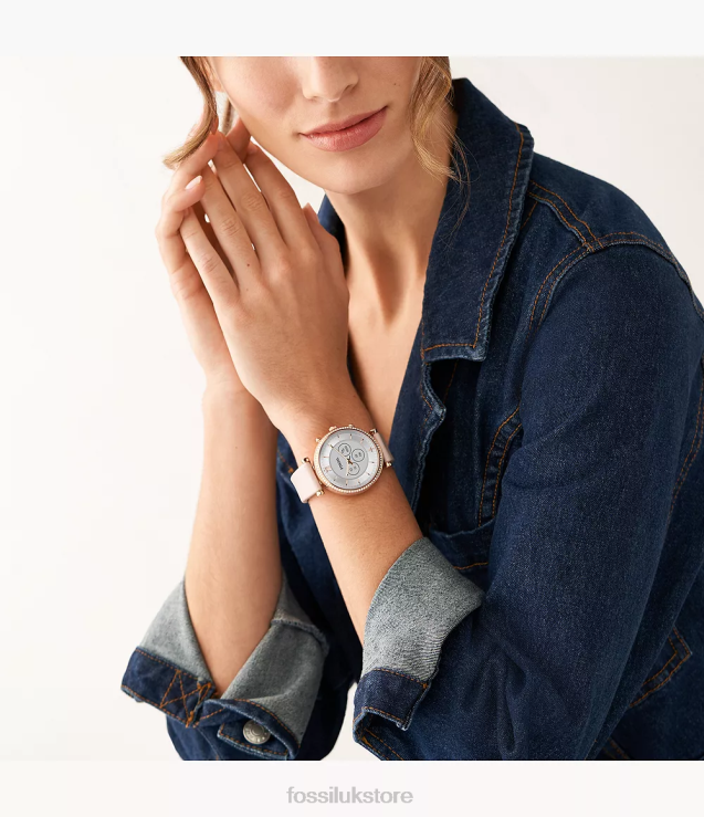 Watch 2N02H15 Pink Women Fossil Carlie Gen 6 Hybrid Smartwatch Leather