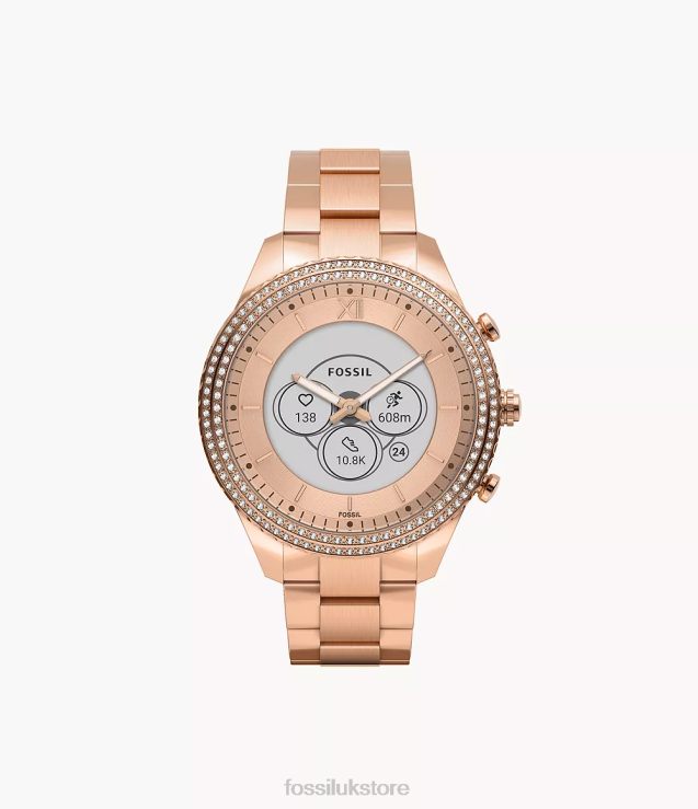 Watch 2N02H17 Rose Gold-Tone Women Fossil Stella Gen 6 Hybrid Smartwatch Stainless Steel