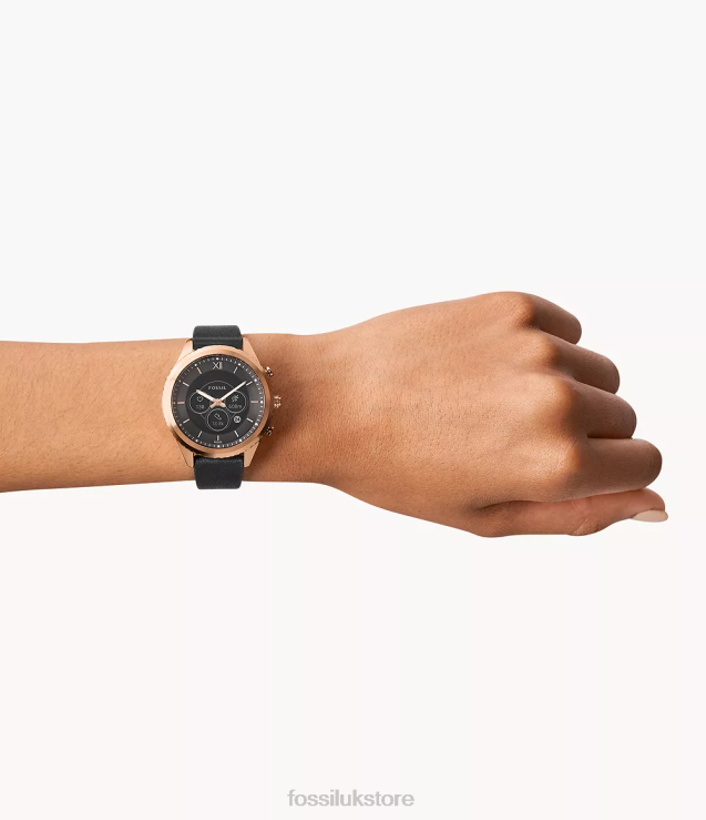 Watch 2N02H18 Black Women Fossil Stella Gen 6 Hybrid Smartwatch Leather
