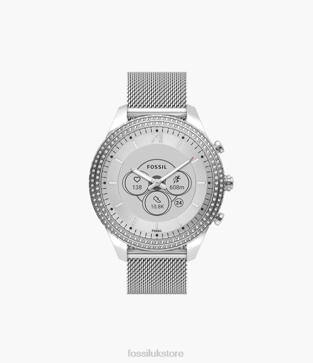 Watch 2N02H225 Silver Women Fossil Stella Gen 6 Hybrid Smartwatch Stainless Steel Mesh
