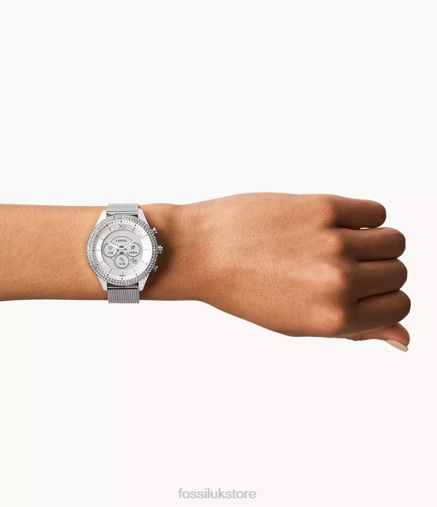 Watch 2N02H225 Silver Women Fossil Stella Gen 6 Hybrid Smartwatch Stainless Steel Mesh
