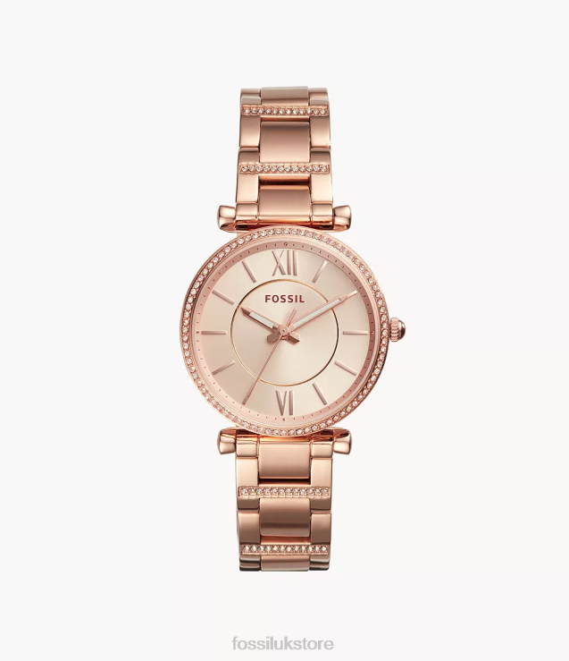 Watch 2N02H113 Rose Gold-Tone Women Fossil Carlie Three-Hand Stainless Steel Watch