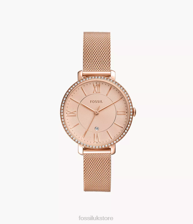 Watch 2N02H114 Rose Gold-Tone Women Fossil Jacqueline Three-Hand Date Stainless Steel Watch