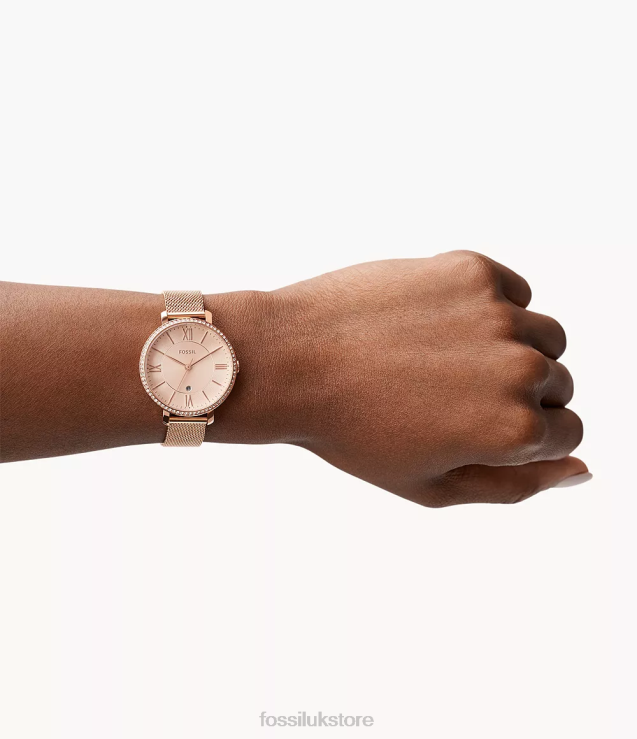 Watch 2N02H114 Rose Gold-Tone Women Fossil Jacqueline Three-Hand Date Stainless Steel Watch