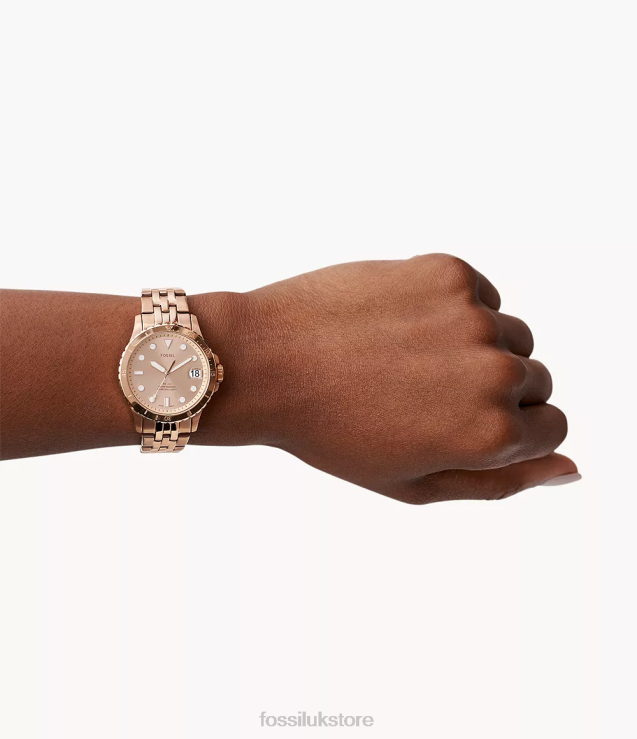 Watch 2N02H115 Rose Gold-Tone Women Fossil FB-01 Three-Hand Date Stainless Steel Watch