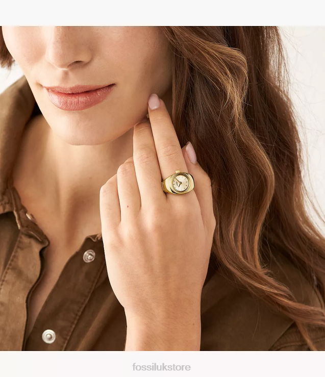 Watch 2N02H22 Gold-Tone Women Fossil Watch Ring Two-Hand Stainless Steel