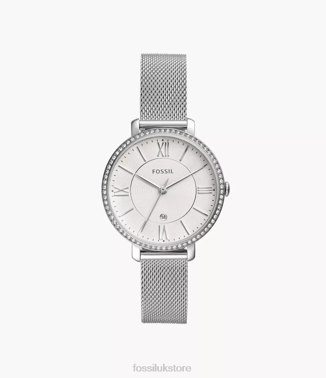 Watch 2N02H25 Silver Tone Women Fossil Jacqueline Three-Hand Date Stainless Steel Watch