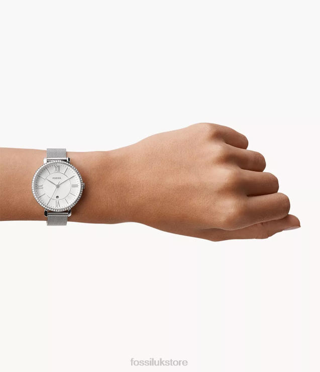 Watch 2N02H25 Silver Tone Women Fossil Jacqueline Three-Hand Date Stainless Steel Watch