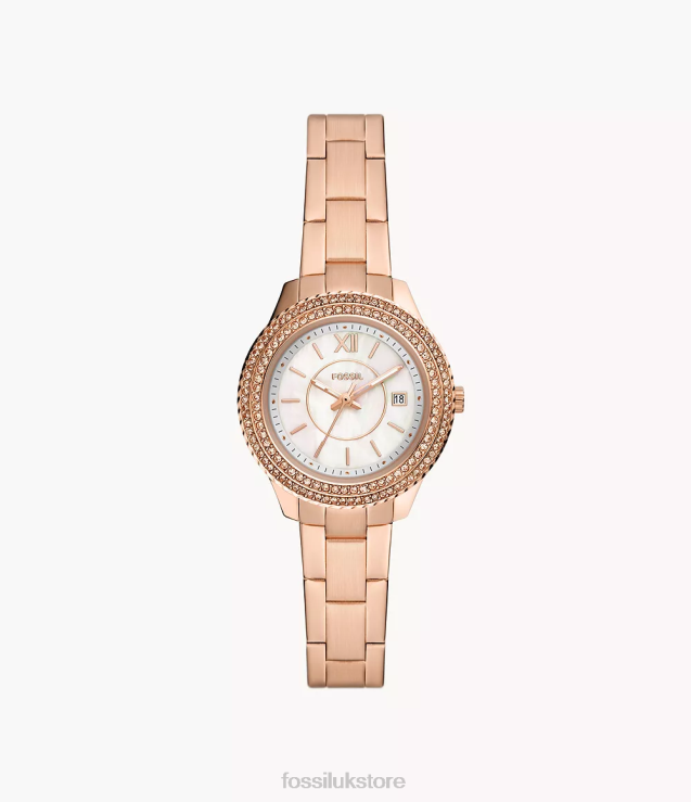 Watch 2N02H30 Rose Gold-Tone Women Fossil Stella Three-Hand Date Stainless Steel Watch