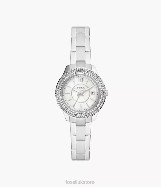 Watch 2N02H31 Silver-Tone Women Fossil Stella Three-Hand Date Stainless Steel Watch