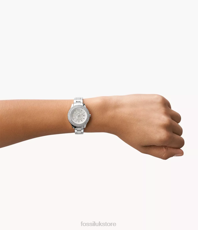 Watch 2N02H31 Silver-Tone Women Fossil Stella Three-Hand Date Stainless Steel Watch
