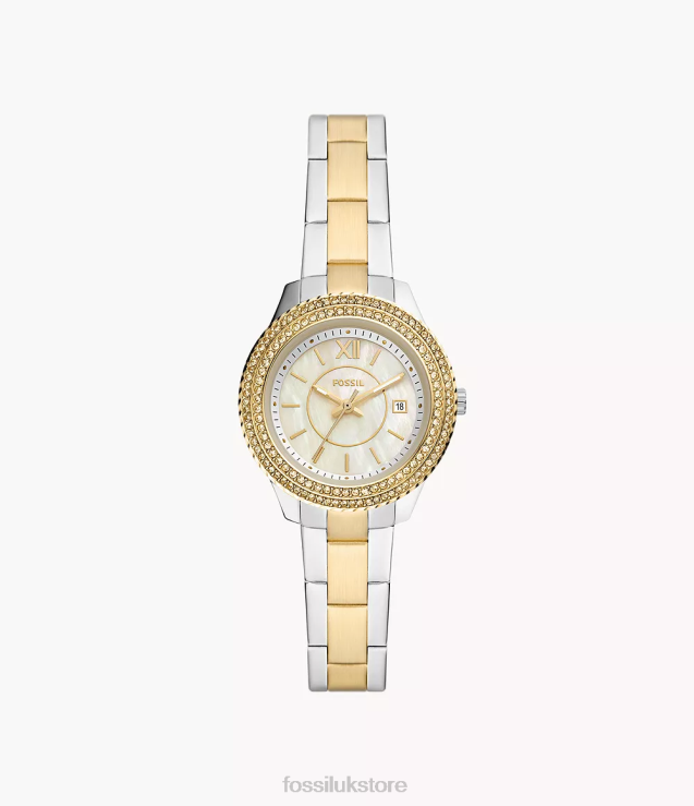 Watch 2N02H32 Two-Tone Women Fossil Stella Three-Hand Date Stainless Steel Watch
