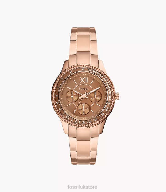 Watch 2N02H34 Rose Gold-Tone Women Fossil Stella Sport Multifunction Stainless Steel Watch