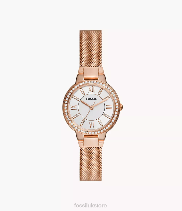 Watch 2N02H37 Rose Gold-Tone Women Fossil Virginia Three-Hand Stainless Steel Mesh Watch