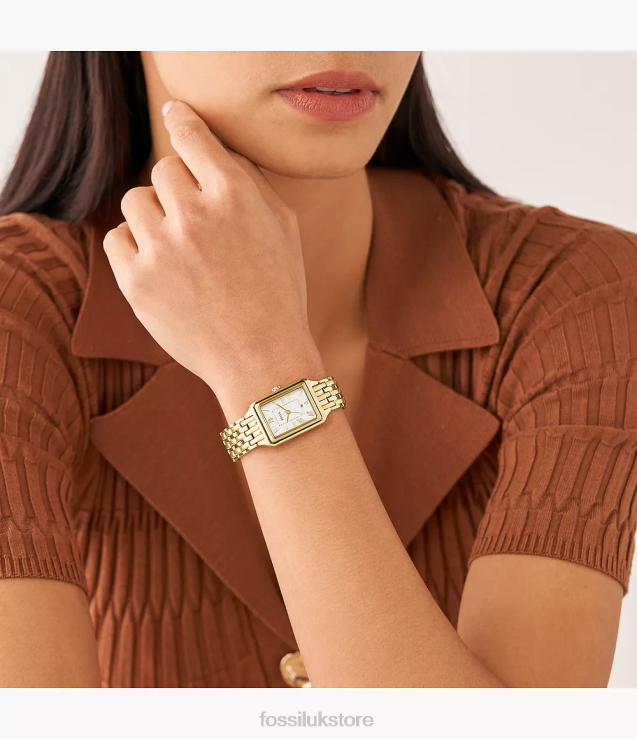 Watch 2N02H38 Gold-Tone Women Fossil Raquel Three-Hand Date Stainless Steel Watch