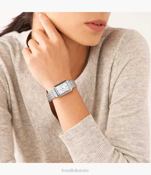 Watch 2N02H40 Silver-Tone Women Fossil Raquel Three-Hand Date Stainless Steel Watch