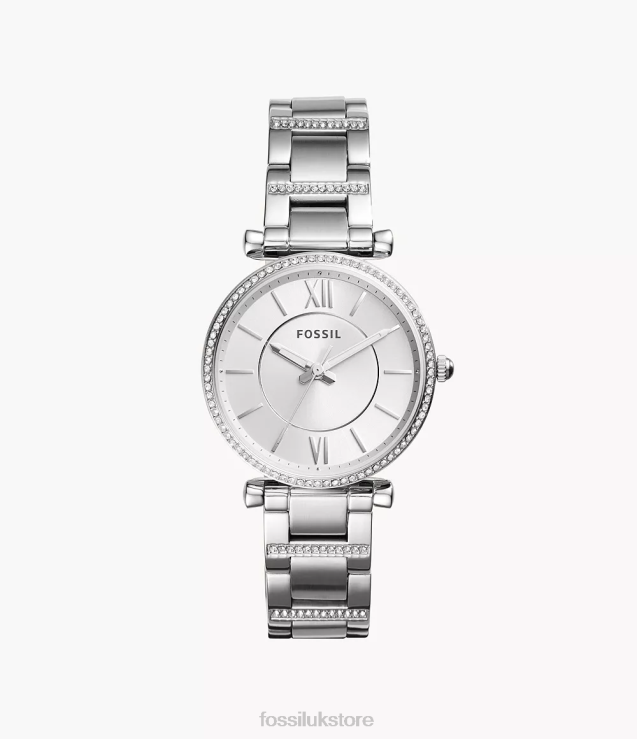 Watch 2N02H42 Silver Women Fossil Carlie Three-Hand Stainless Steel Watch