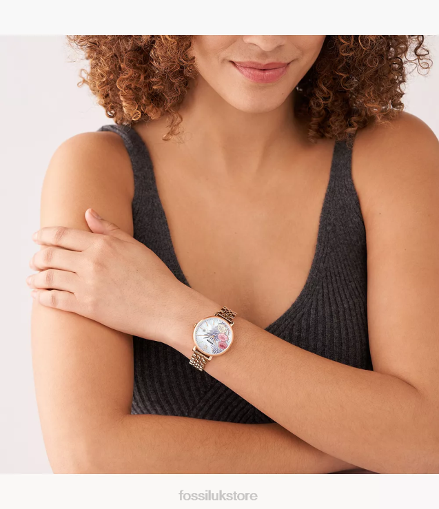 Watch 2N02H43 Rose Gold-Tone Women Fossil Jacqueline Three-Hand Date Stainless Steel Watch