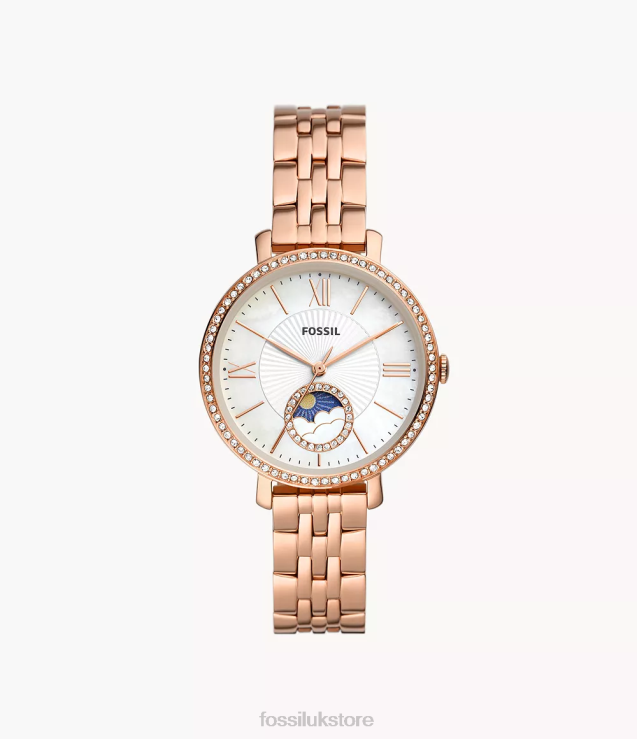 Watch 2N02H50 Rose Gold Women Fossil Jacqueline Sun Moon Multifunction -Tone Stainless Steel Watch