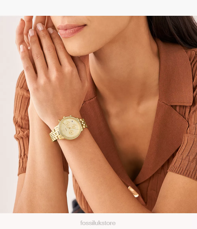 Watch 2N02H53 Gold-Tone Women Fossil Neutra Chronograph Stainless Steel Watch