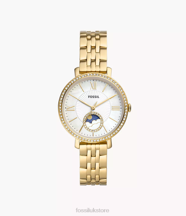 Watch 2N02H58 Gold Women Fossil Jacqueline Sun Moon Multifunction -Tone Stainless Steel Watch