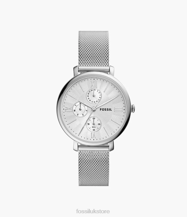 Watch 2N02H60 Silver-Tone Women Fossil Jacqueline Multifunction Stainless Steel Mesh Watch