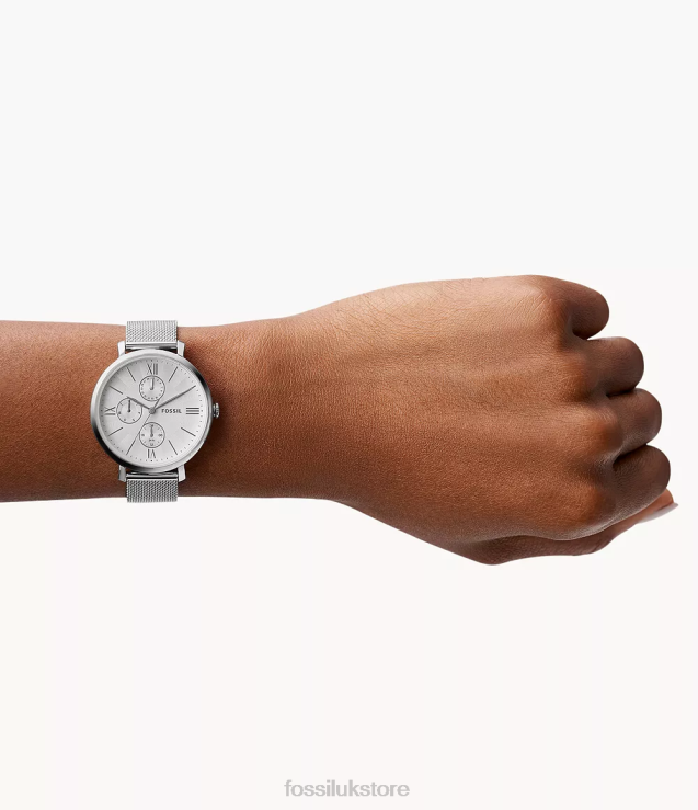 Watch 2N02H60 Silver-Tone Women Fossil Jacqueline Multifunction Stainless Steel Mesh Watch