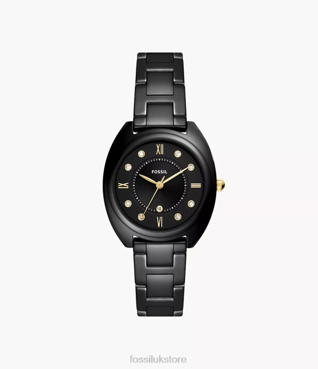 Watch 2N02H83 Black Women Fossil Gabby Three-Hand Date Stainless Steel and Ceramic Watch