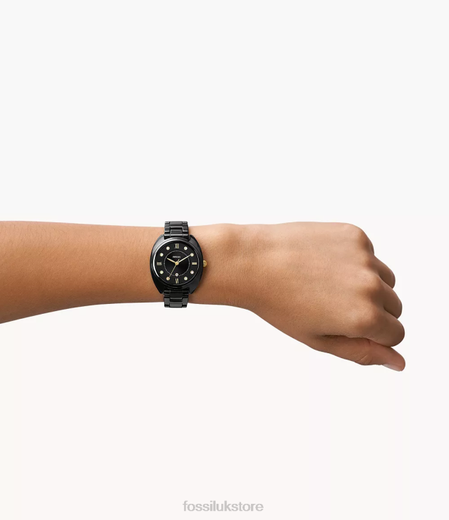 Watch 2N02H83 Black Women Fossil Gabby Three-Hand Date Stainless Steel and Ceramic Watch