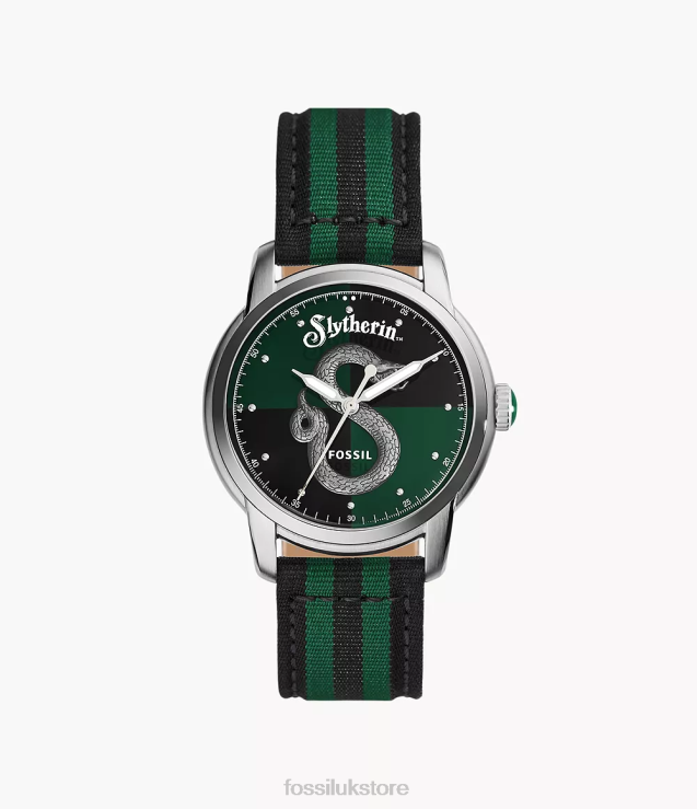 Accessory 2N02H182 Green/Black Women Fossil Limited Edition Harry Potter Three-Hand Slytherin Nylon Watch