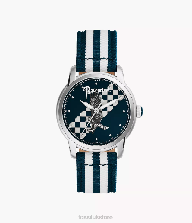 Accessory 2N02H184 Navy/White Women Fossil Limited Edition Harry Potter Three-Hand Ravenclaw Nylon Watch