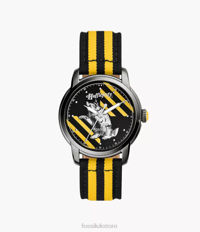 Accessory 2N02H194 Black/Yellow Women Fossil Limited Edition Harry Potter Three-Hand Hufflepuff Nylon Watch